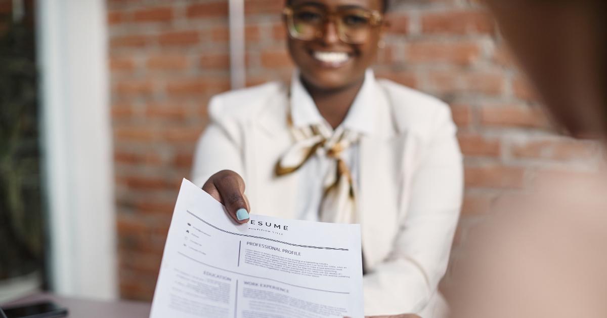 A woman applying for a job.