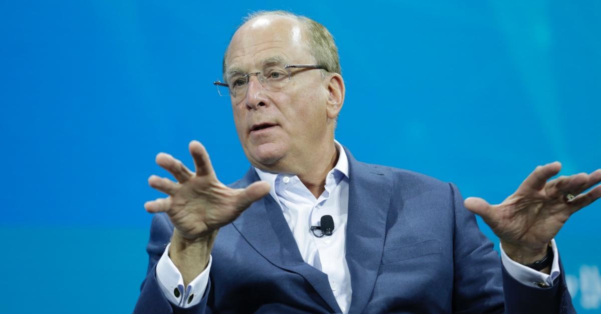 Larry Fink on stage at the 2022 New York Times DealBook in November 2022.