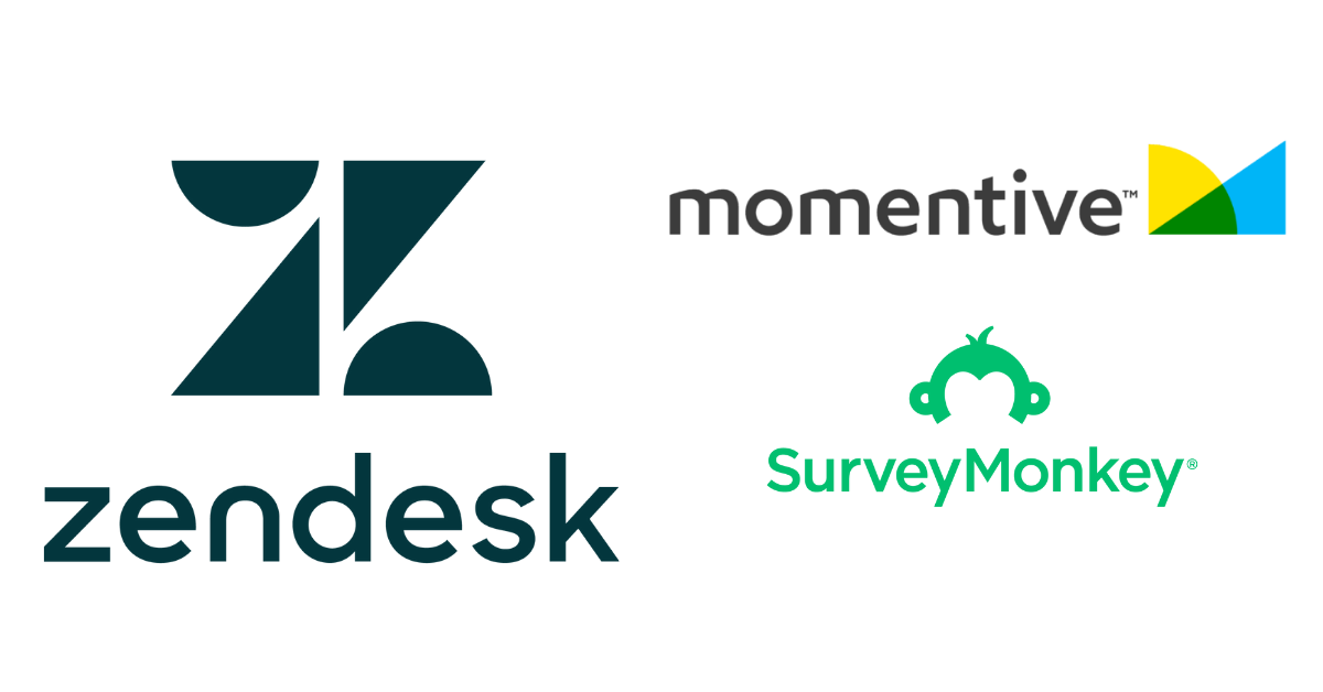 SurveyMonkey, Zendesk, and Momentive logos