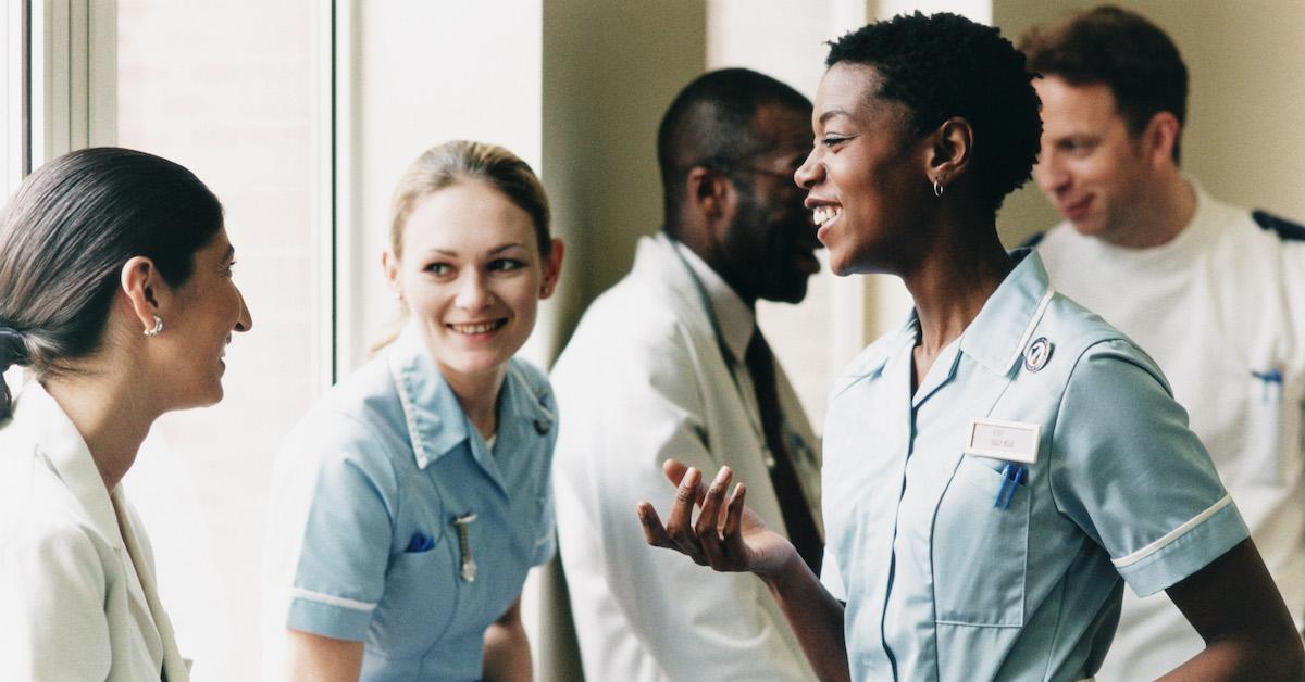 hospital staff talking