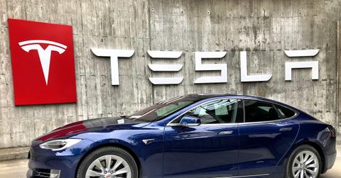 Tesla Model S Bluefire at Tesla Servicecenter Bern Switzerland