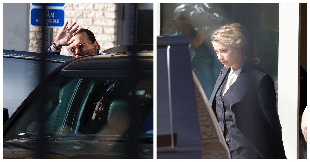 Johnny Depp and Amber Heard leaving court for a break