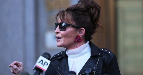 Sarah Palin speaks with reporters in NYC