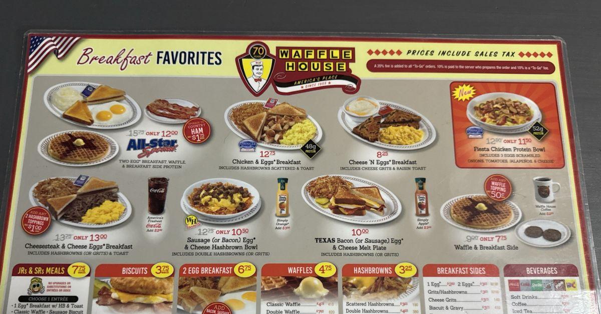 The 2026 Waffle House menu. 