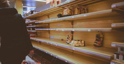 Empty shelves at supermarket