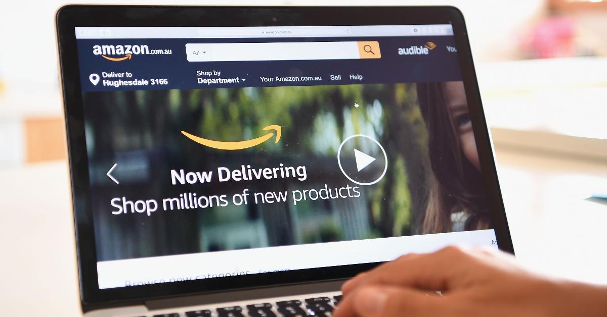 Amazon homepage on a laptop