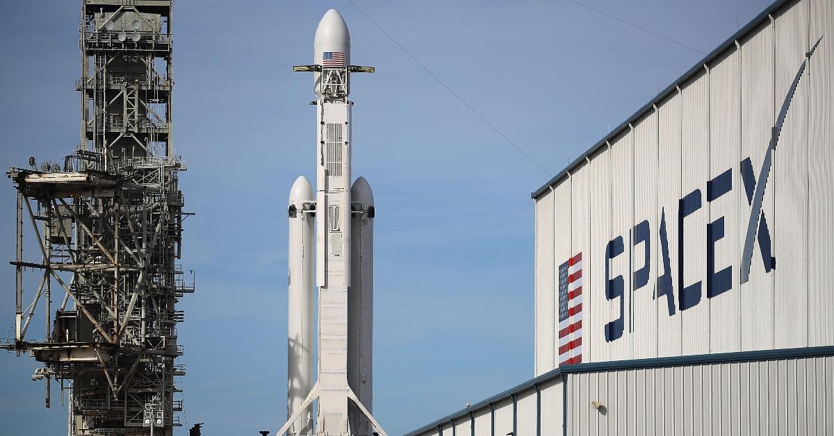 SpaceX headquarters and a rocket