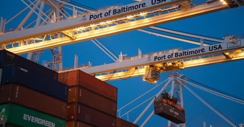Containers at a port