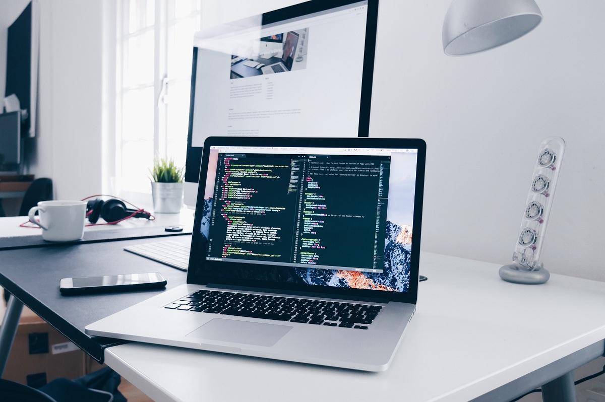 Coding display on a laptop