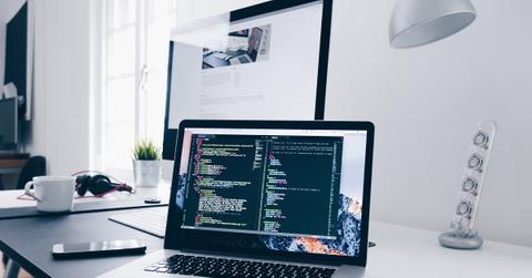 Coding display on a laptop