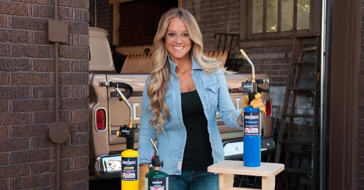 Nicole Curtis holding a Benzomatic product.