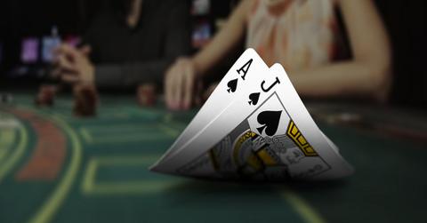 Playing cards on a casino table