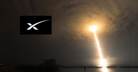 SpaceX rocket launching Starlink satellites into sky