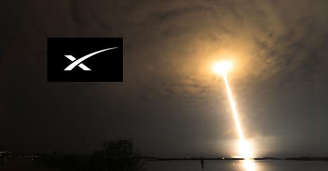 SpaceX rocket launching Starlink satellites into sky