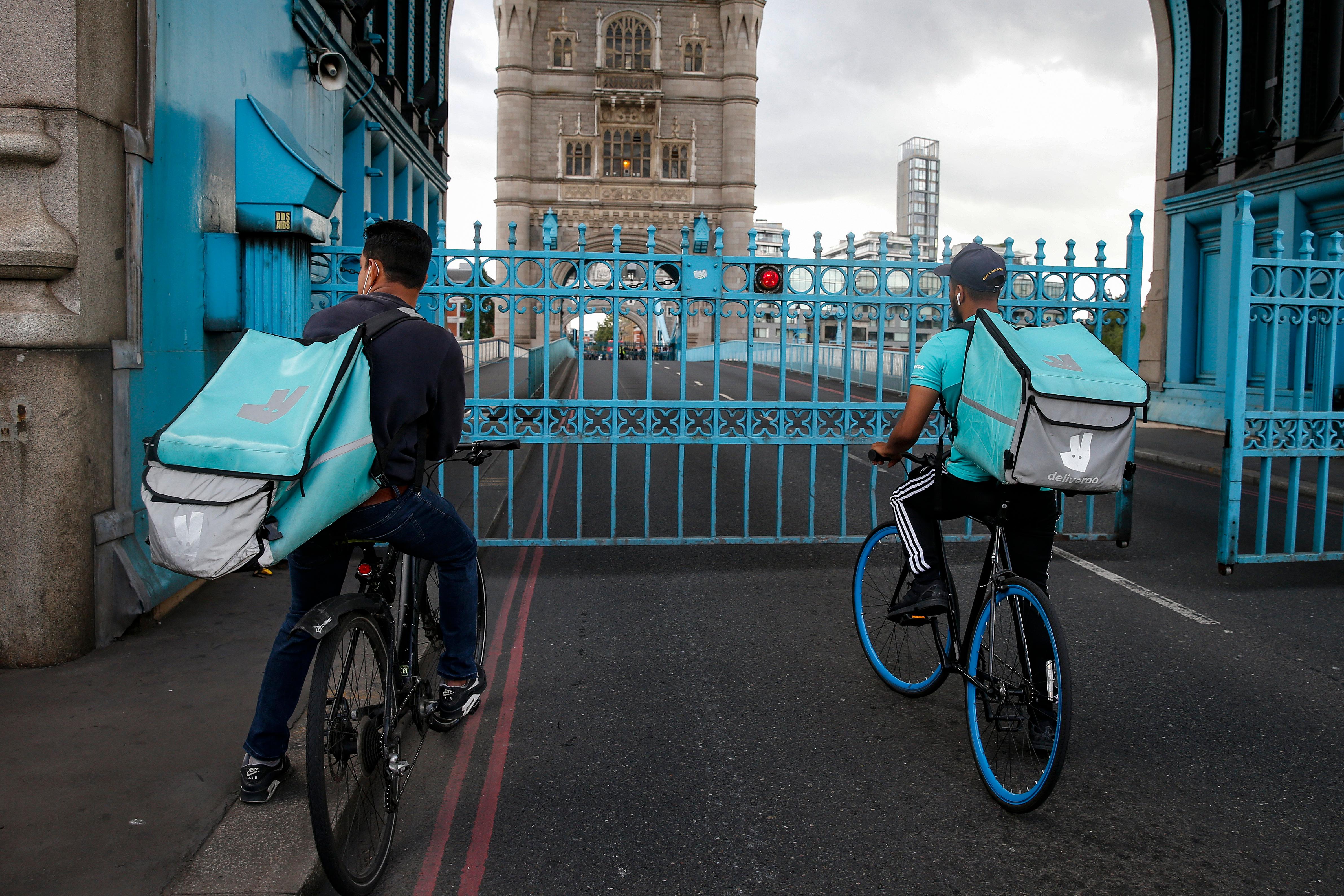 Deliveroo delivery riders in the UK