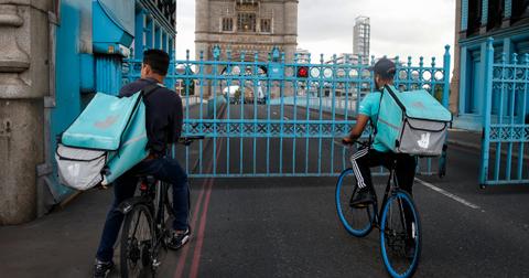 Deliveroo delivery riders in the UK