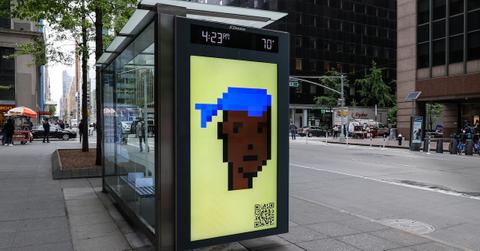 NFT on electronic billboard in Midtown Manhattan