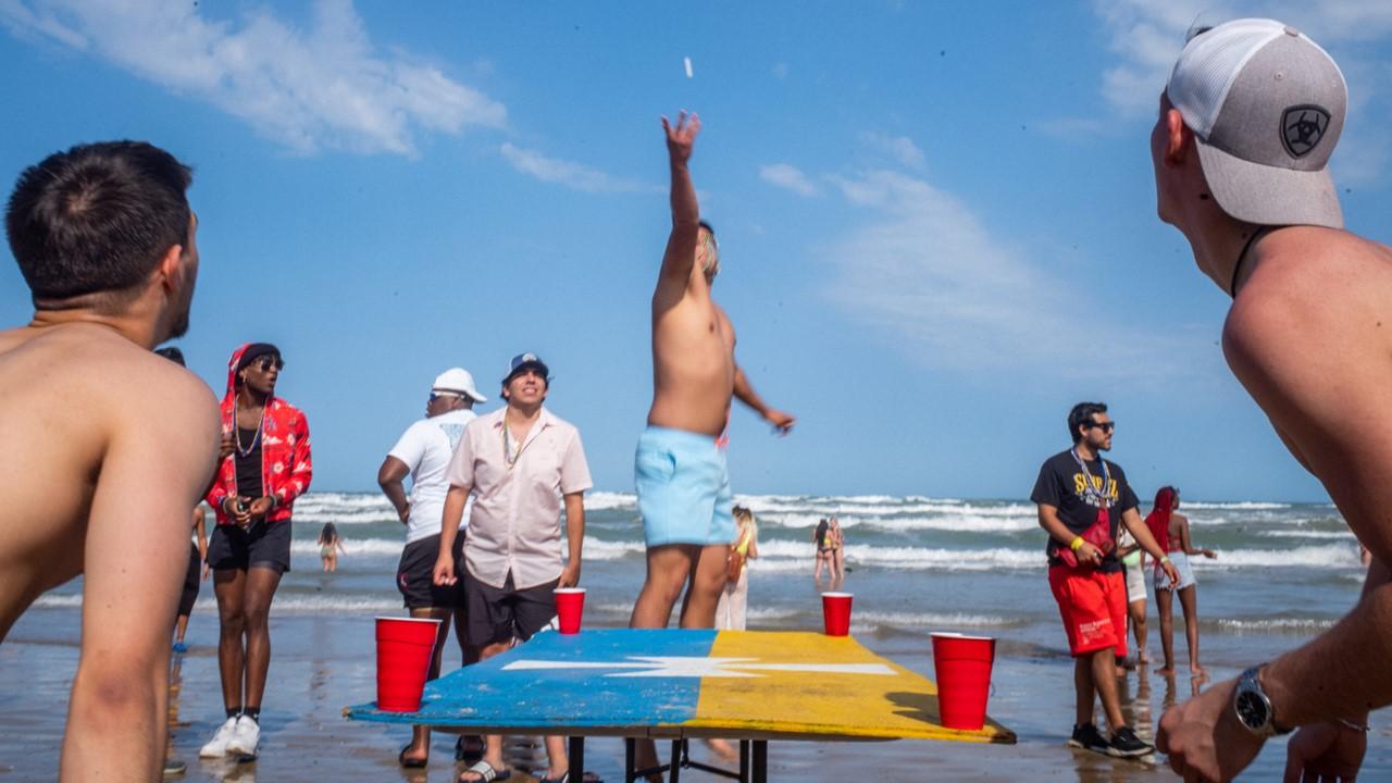 College students at the beach for Spring Break