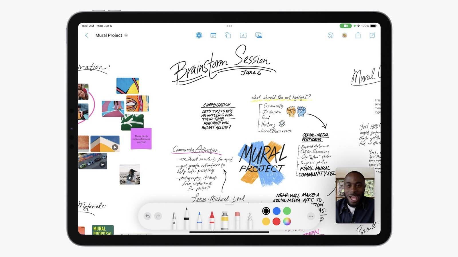 A full view of an Apple Freeform whiteboard