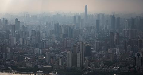Chinese property development in Wuhan cityscape