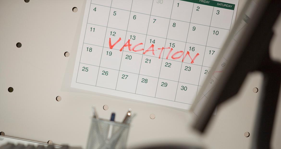 Vacation days on calendar