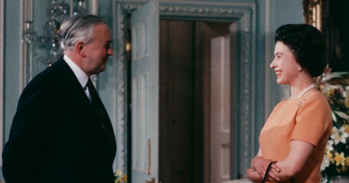 Queen Elizabeth meets with Harold Wilson.