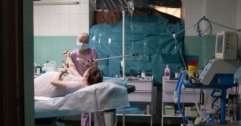 A woman getting an epidural