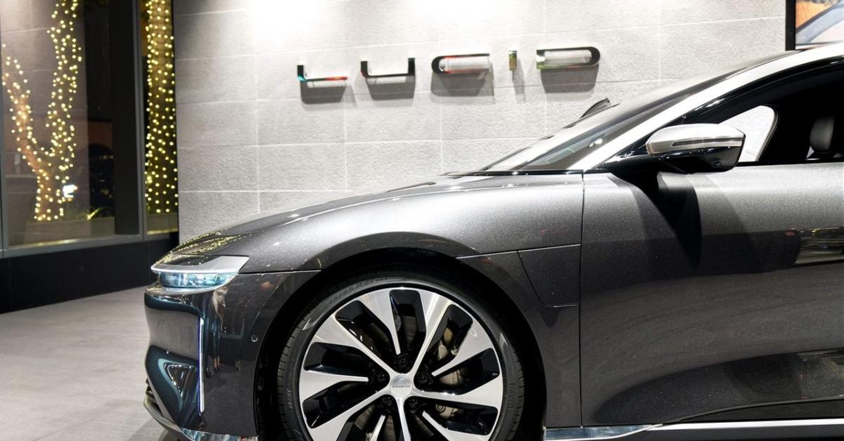 A Lucid Motors car in a showroom