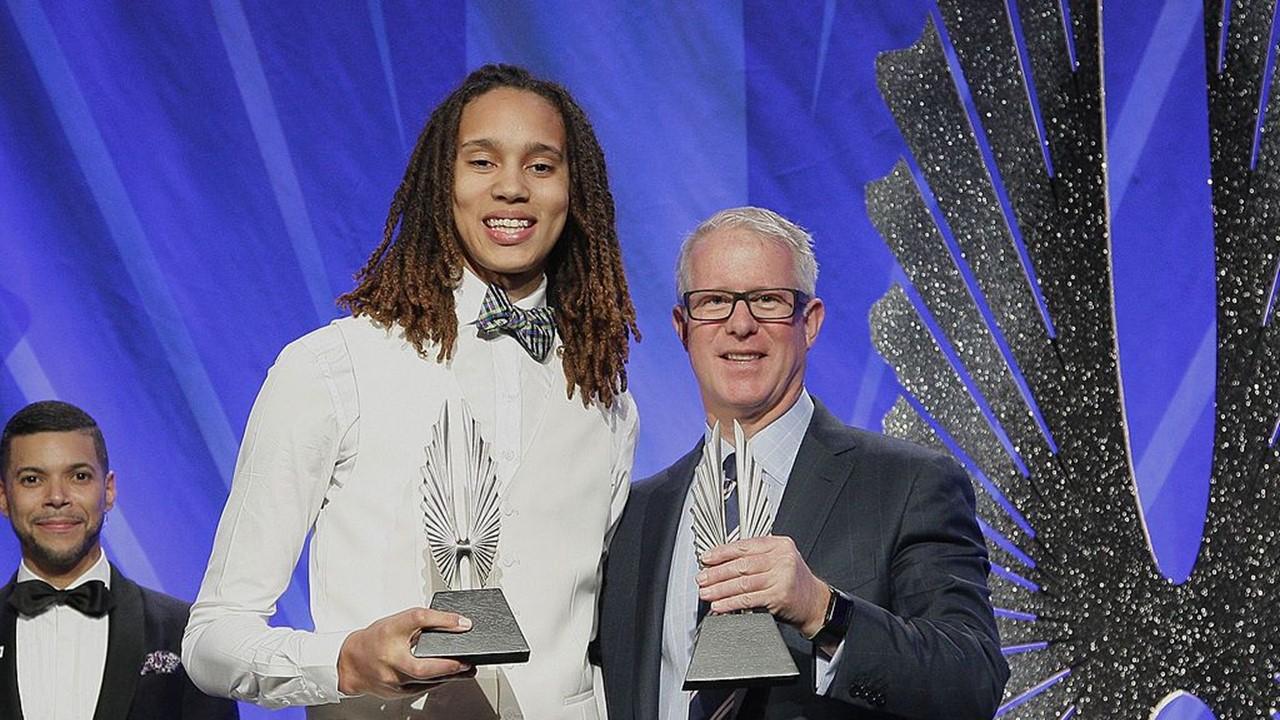 Brittney Griner receives an award. Brittney Griner was only one of the numerous Americans being detained in Russia.
