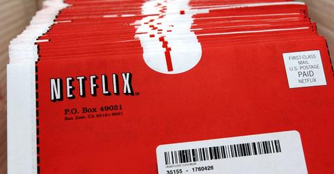 A box of Netflix envelopes awaiting mailing in 2002, when the streaming giant focused on online DVD rentals.