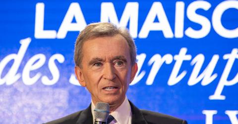 Bernard Arnault 'LVMH Start-Up Accelerator' opening ceremony at 'Station F' on April 9, 2018