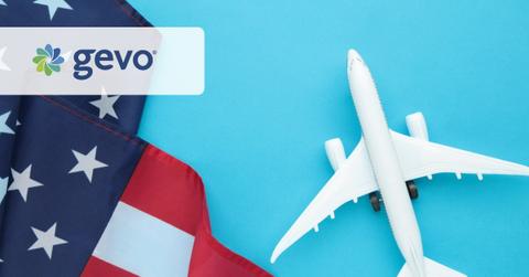 Gevo logo and the American flag