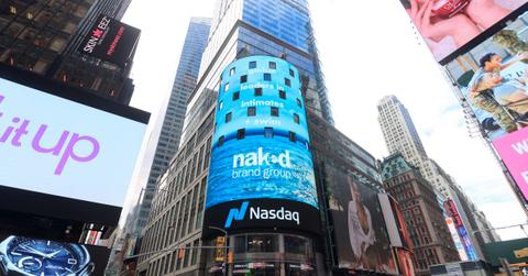 Naked Brand billboard on Nasdaq