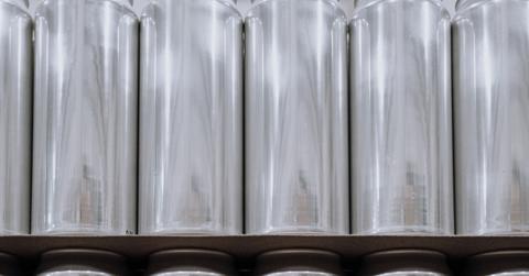Aluminum canisters lined up