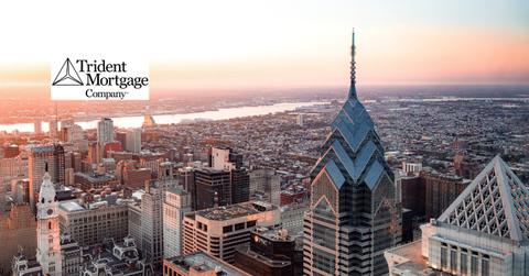 Trident Mortgage Co. logo over Philadelphia skyline