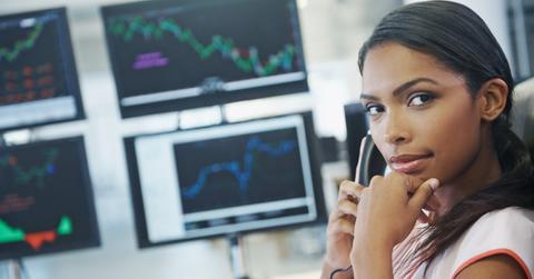 A woman working in a major bank