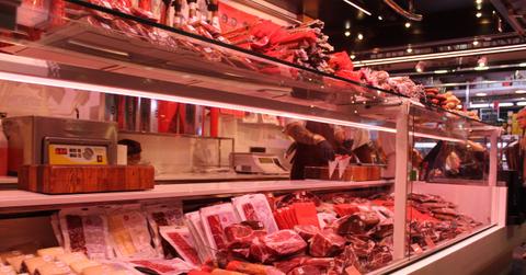 Meat section inside a supermarket