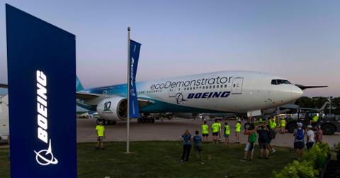 Boeing sign and plane