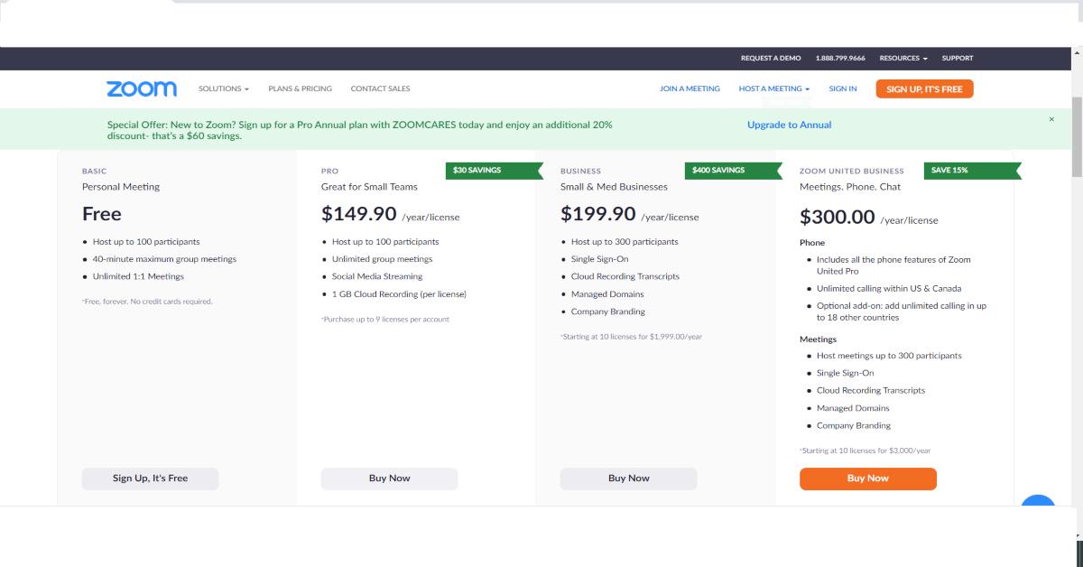 zoom pricing plans