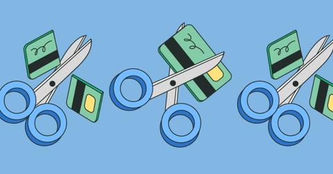 Cutting credit cards with scissors