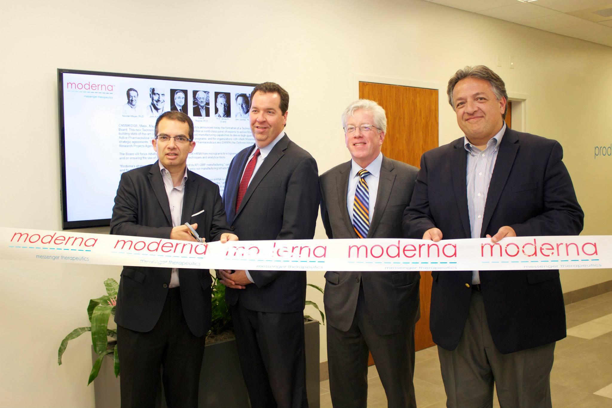 Stéphane Bancel at Moderna's ribbon-cutting ceremony