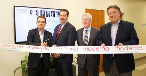Stéphane Bancel at Moderna's ribbon-cutting ceremony