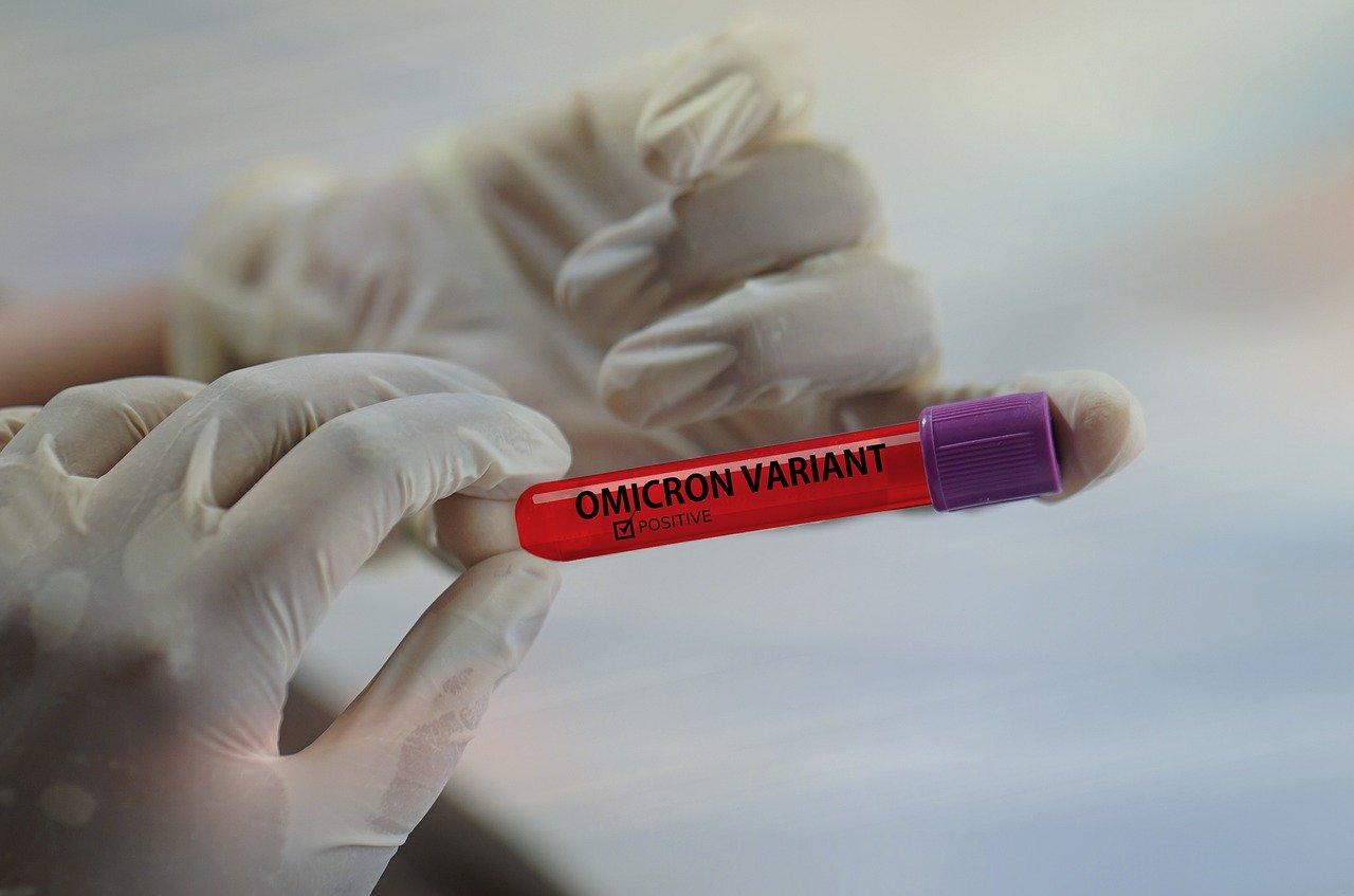 Blood sample testing positive for the omicron variant