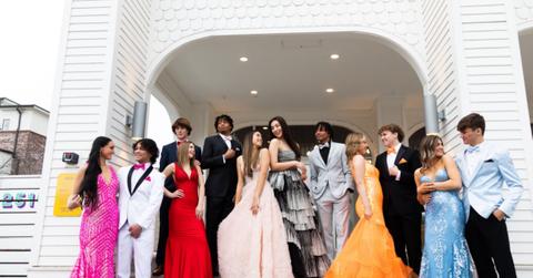 Teens in formal prom wear