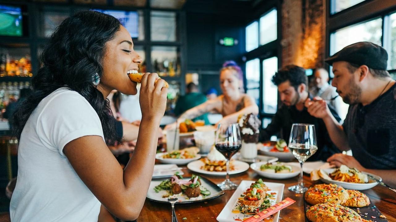 A group eating at a restaurant