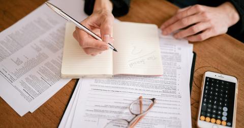 woman doing taxes for federal tax return