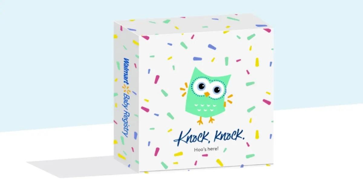 Walmart's white confetti-themed gift box for expecting moms.