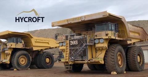 Hycroft Mining trucks and logo