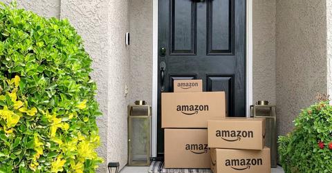 Amazon packages at front door