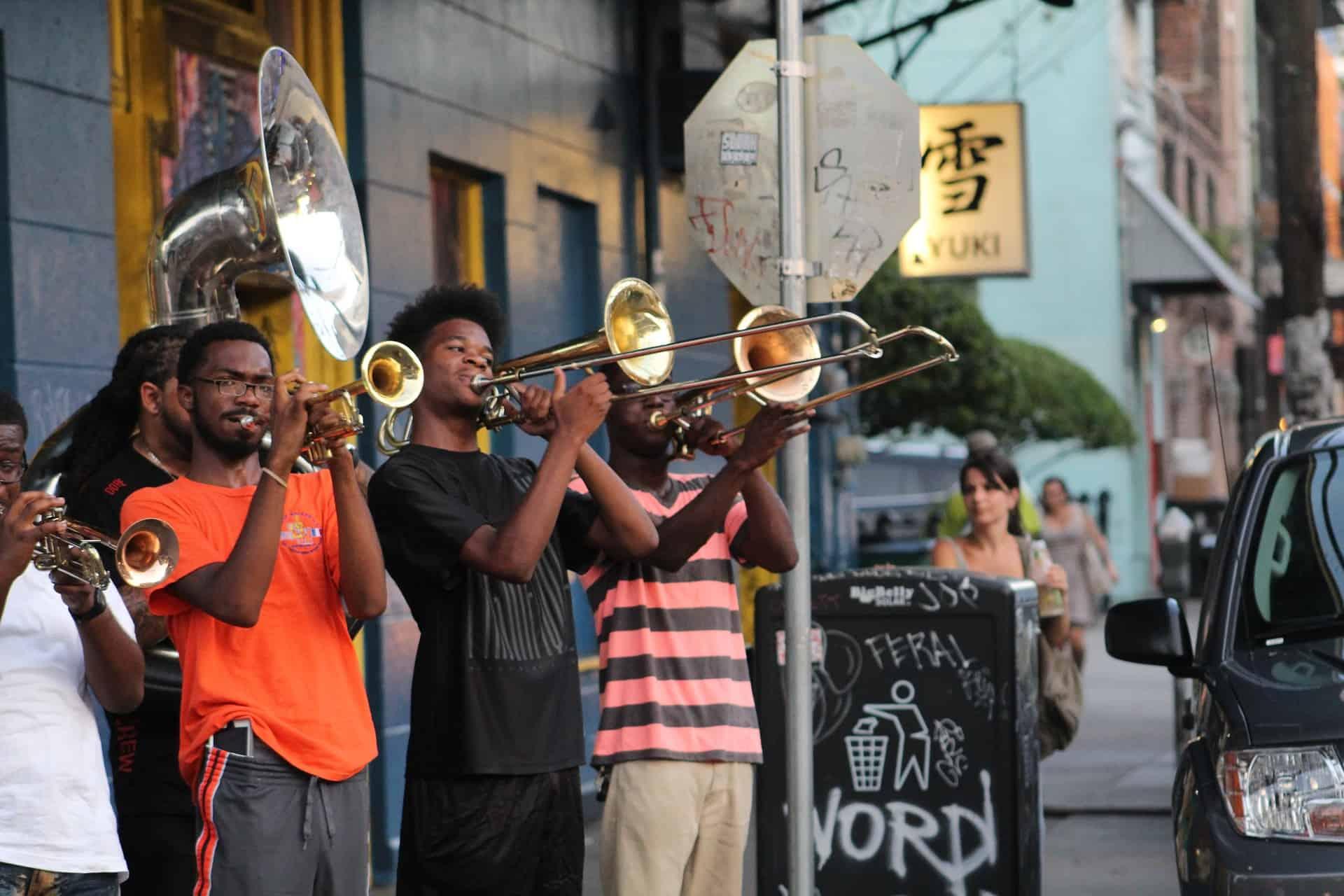 Street performers are seen in New Orleans, Lousiana.